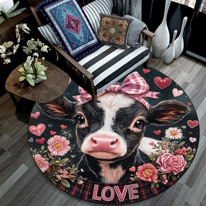 Calf Round Area Rug,Carpet Rug for Living Room Bedroom Sofa Playroom Decor,Non-slip Floor Mat
