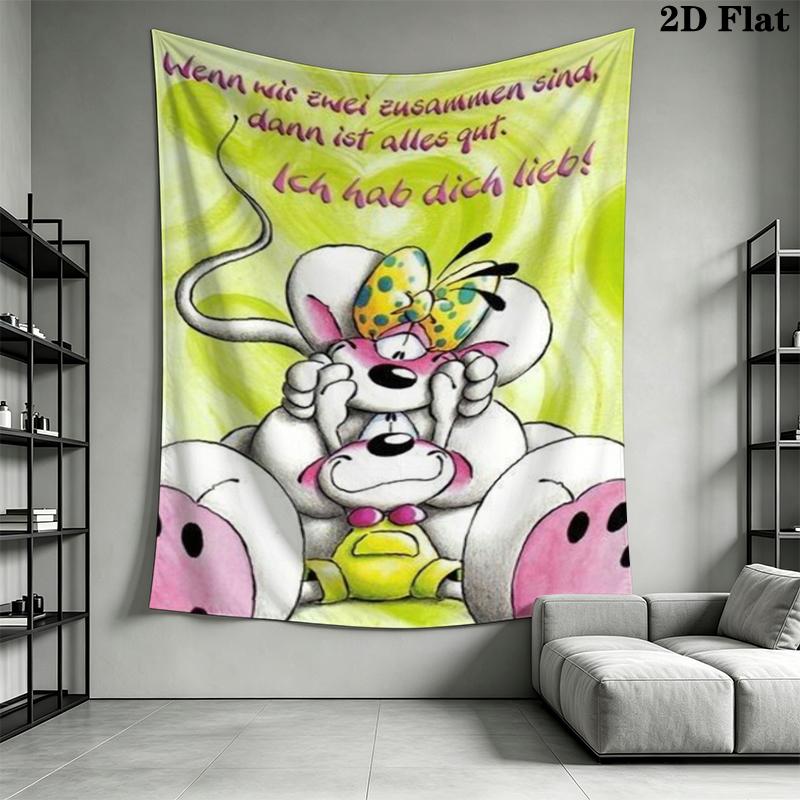 diddl Wall Tapestry Aesthetic Wall Hanging Printed Fabric Blanket Decorative Tapestries for Bedroom Living Room Home Decor
