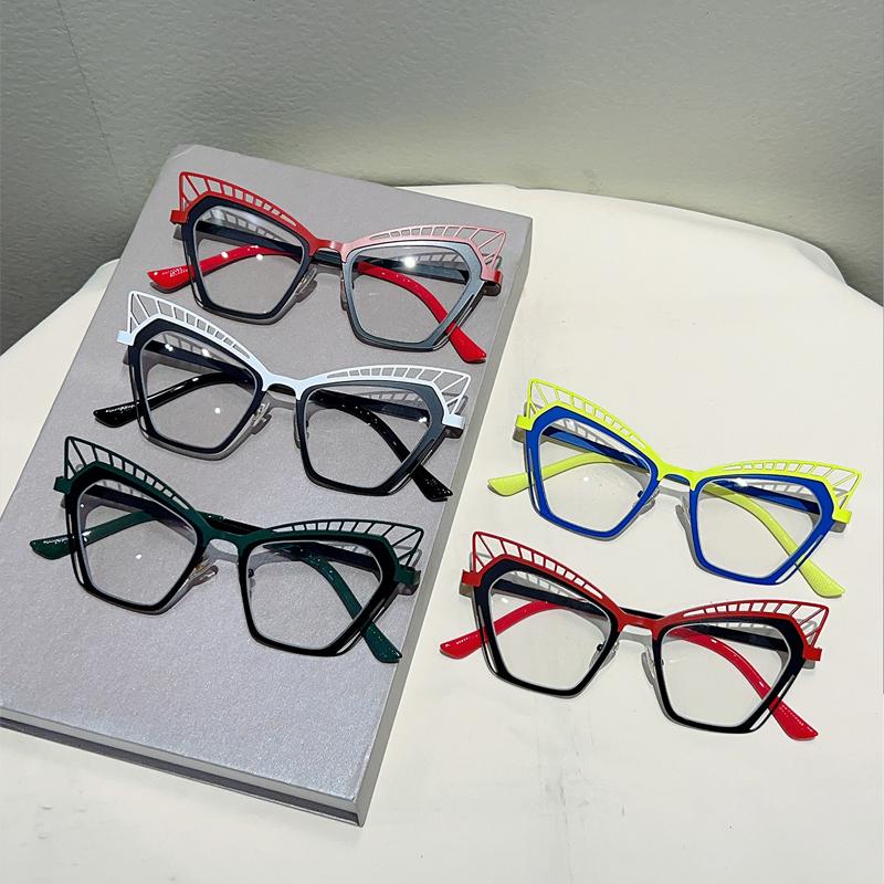 Katzenaugenbrille Damen Mode Hohlrandbrille Trendige Vintage Schmetterling Blaulichtfilter Optische Fassungen