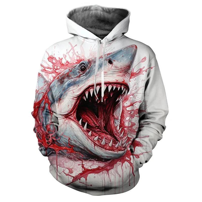 Sea Animal Shark 3D Printed Men Hoodies Oversized Sweatshirt Long Sleeve Pullovers Fashion Sweatshirts Kids Harajuku Hoodie