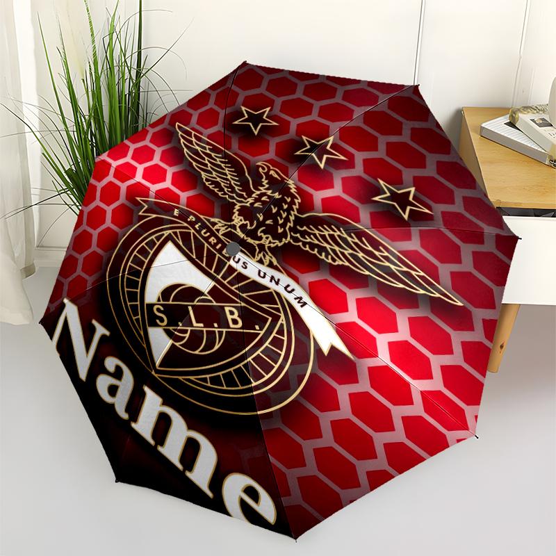 Custom Name Benfica Theme Automatic Umbrella, Lightweight & Portable, 8 Rib, Perfect for Outdoor Travel, Birthdays, Christmas, Gifts.