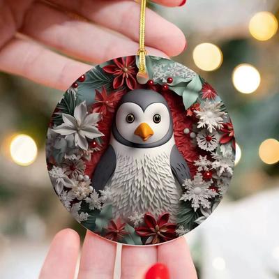 Pendentif de Noël Père Noël Élan Bonhomme de neige Charme 2D Ornement de Noël à suspendre avec conception cordon Élan Décoration de fenêtre