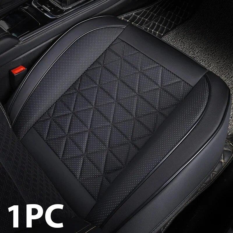 1PC Diamond-Quilted Premium PU Leather Car Seat Cover Non-Slip Breathable Universal Fit for Sedans SUVs Trucks - Seat Pad