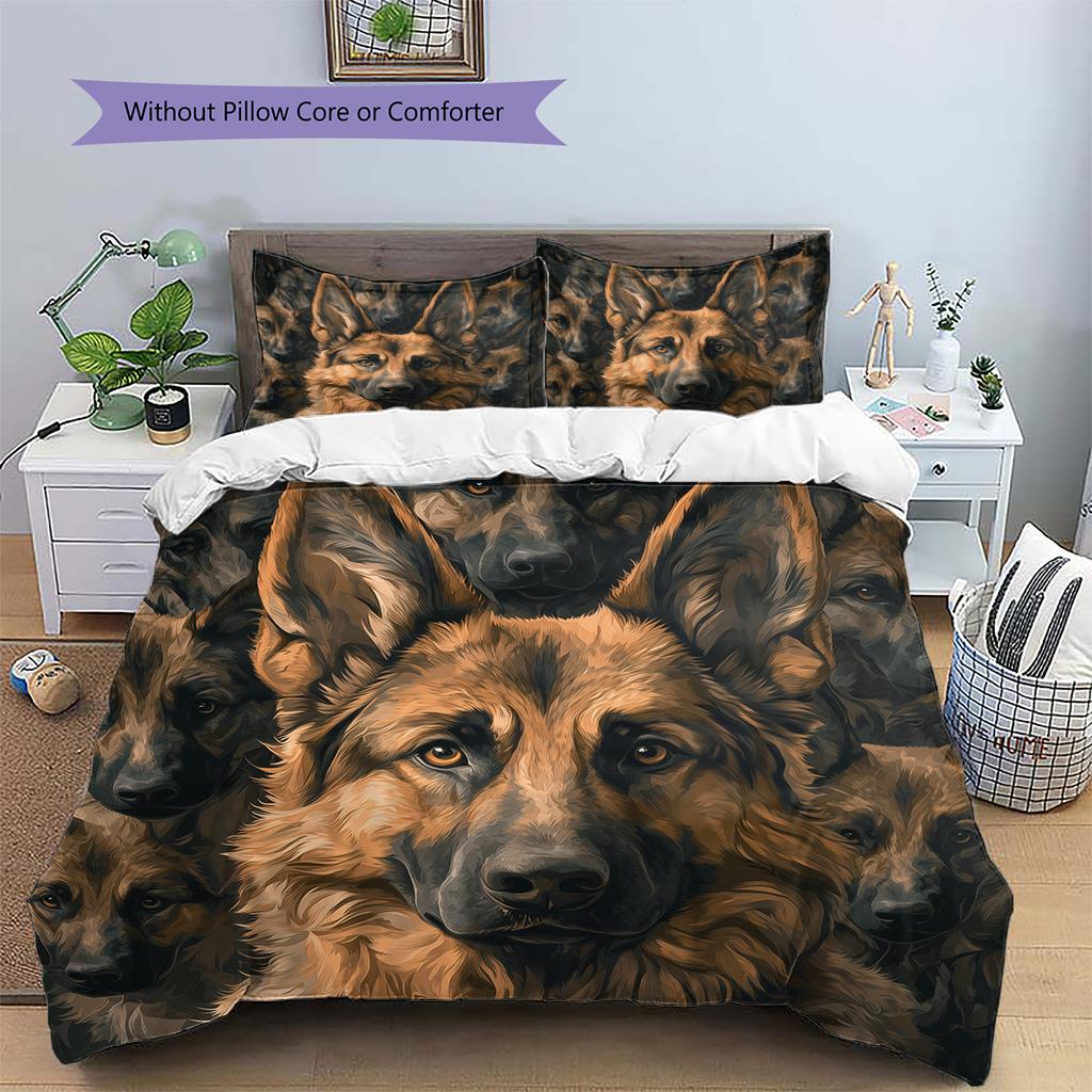 German Shepherd Pattern Bedding Home Decoration Birthday Gift (1 * Duvet Cover + 2 * Pillowcase, Without Core)