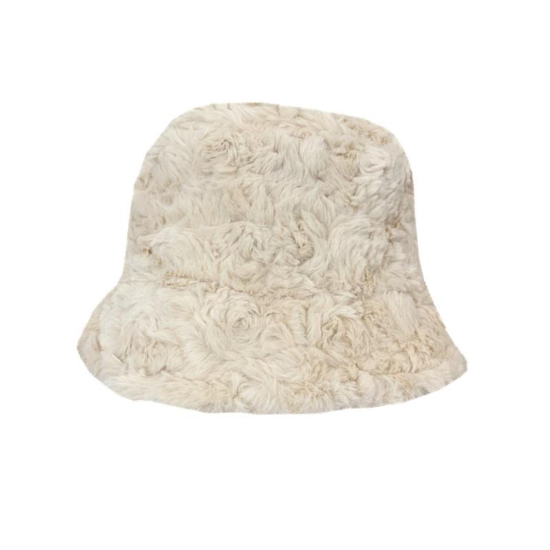 Japanese Plush Fisherman Hat for Women In Autumn and Winter Warm Large Brim Versatile Sweet Temperament Lady Color Fashionable Washbasin Hat