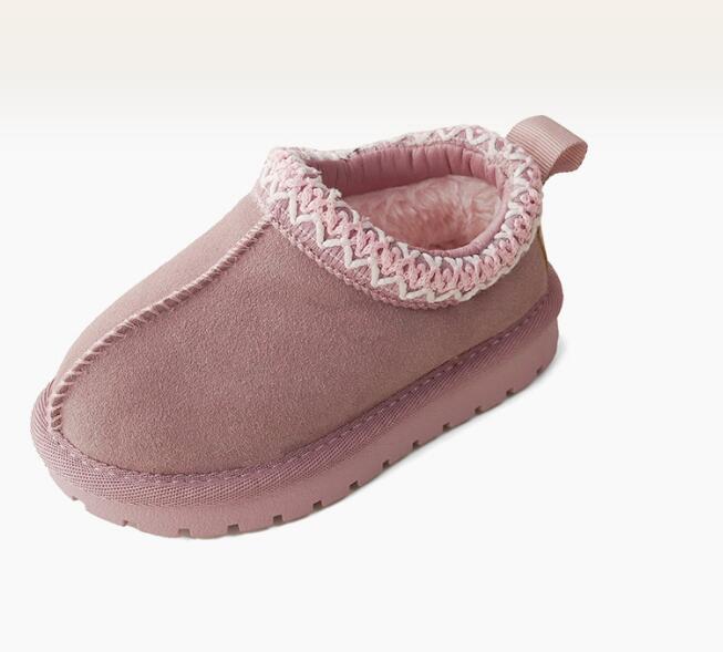 

Winter Children Cowhide Suede Snow Boots Baby Soft Thick Fur Warm Shoes Boys Girls Retro Low-top Winter Shoes Princess Boots 37