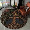 Wikinger Valknut Yggdrasil Baum des Lebens runder Teppich, Teppich für Wohnzimmer, Schlafzimmer, Sofa, Spielzimmer, Dekoration, rutschfeste Bodenmatte