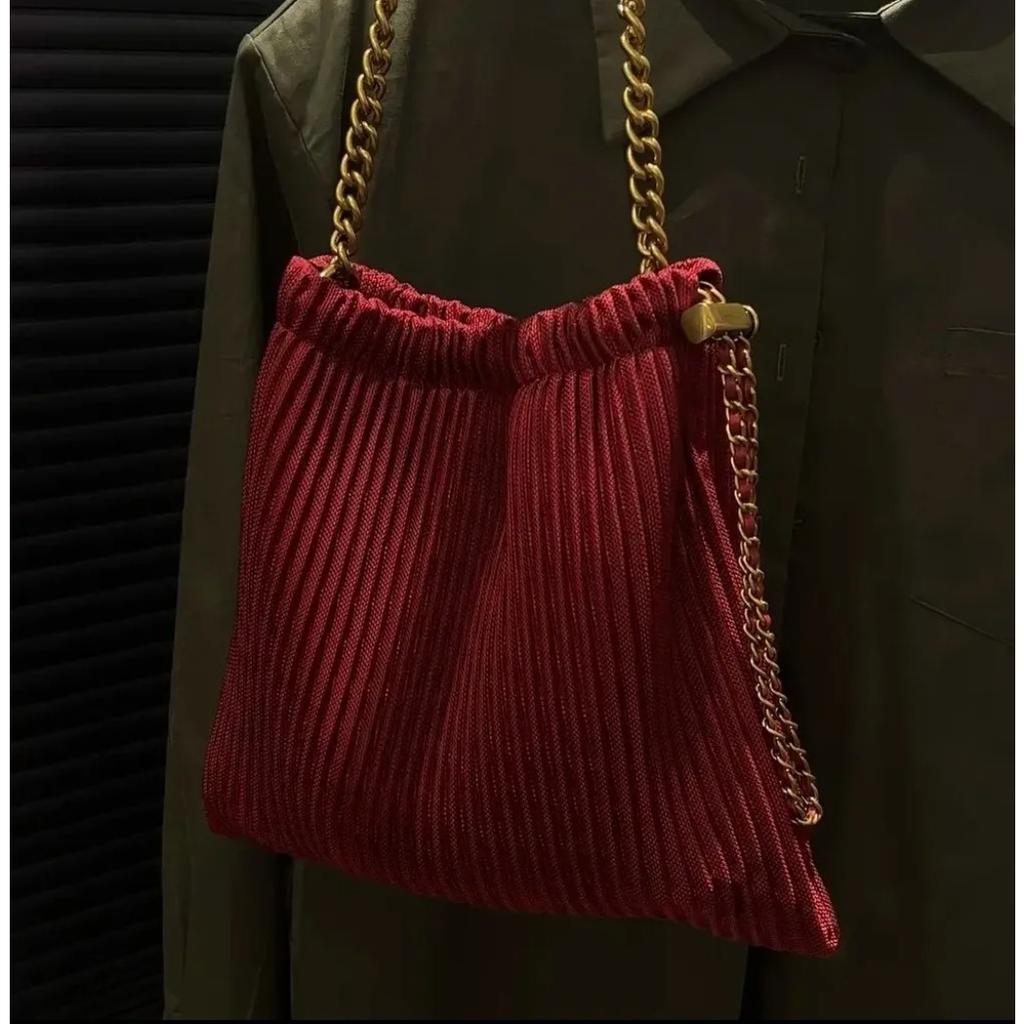 Luxury Designer Bag for Women Pleated Bucket Crossbody Bags Soft Leather Shoulder Bag