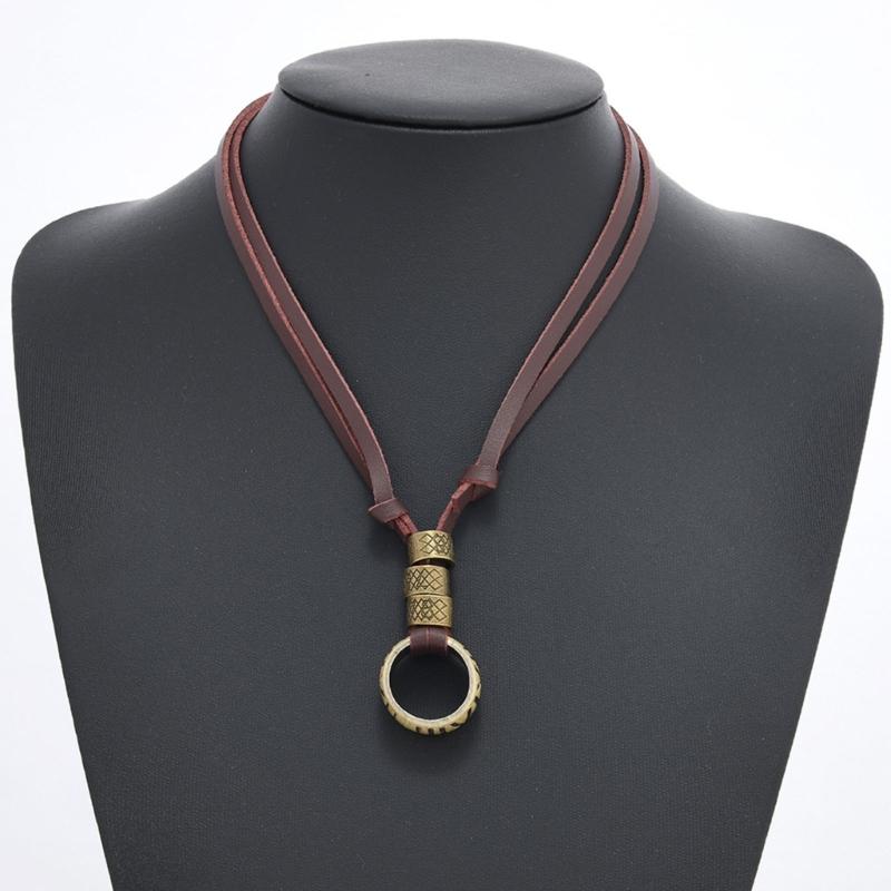 Fashionable Metal Letter Ring Leather Necklace For Women Adjustable Suede Cord Sturdy Alloy Jewelry Gift