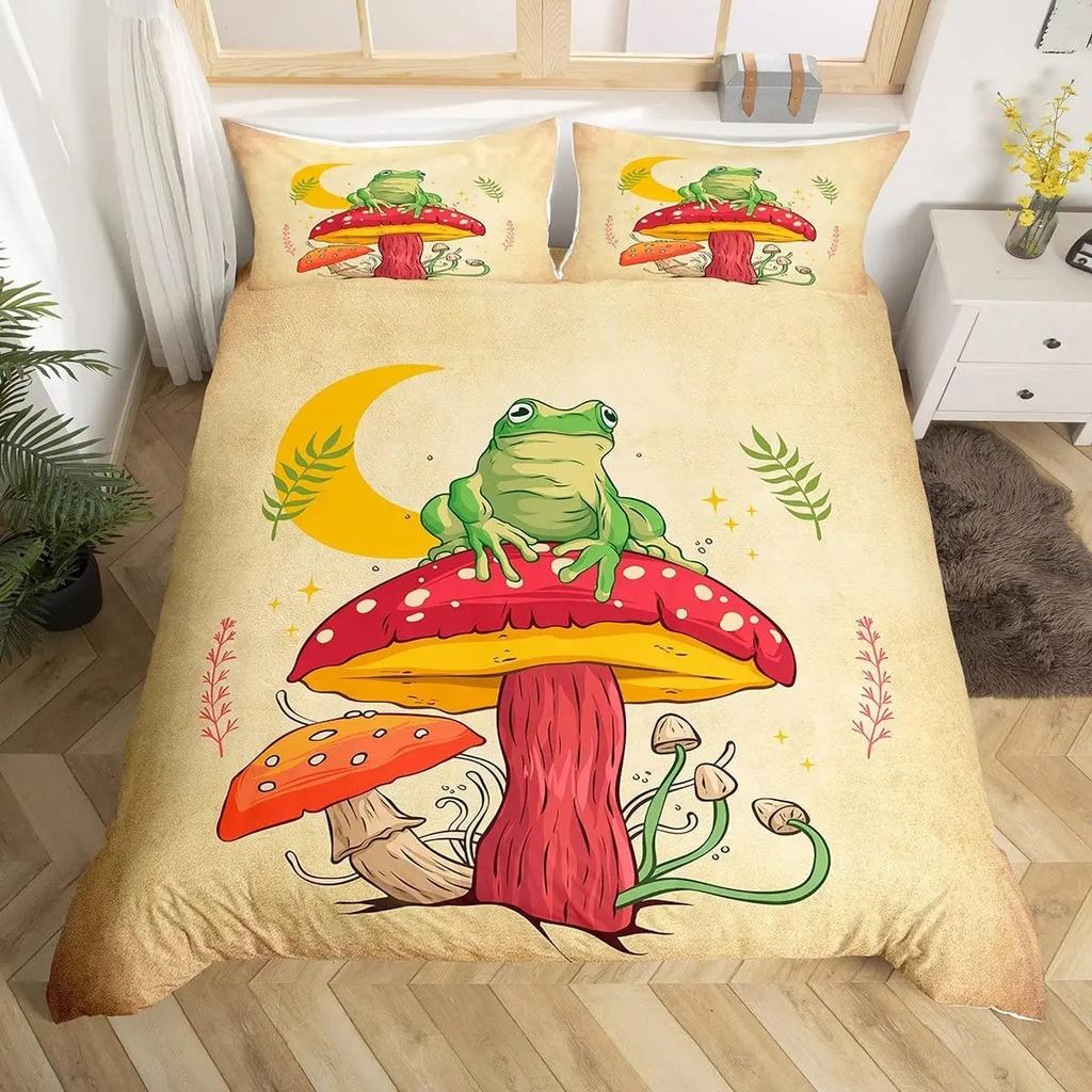Kawaii Animals Duvet Cover Cute Rabbit Bedding Set Rustic Wooden Comforter Cover Microfiber Floral Bedclothes Queen For Girl Boy