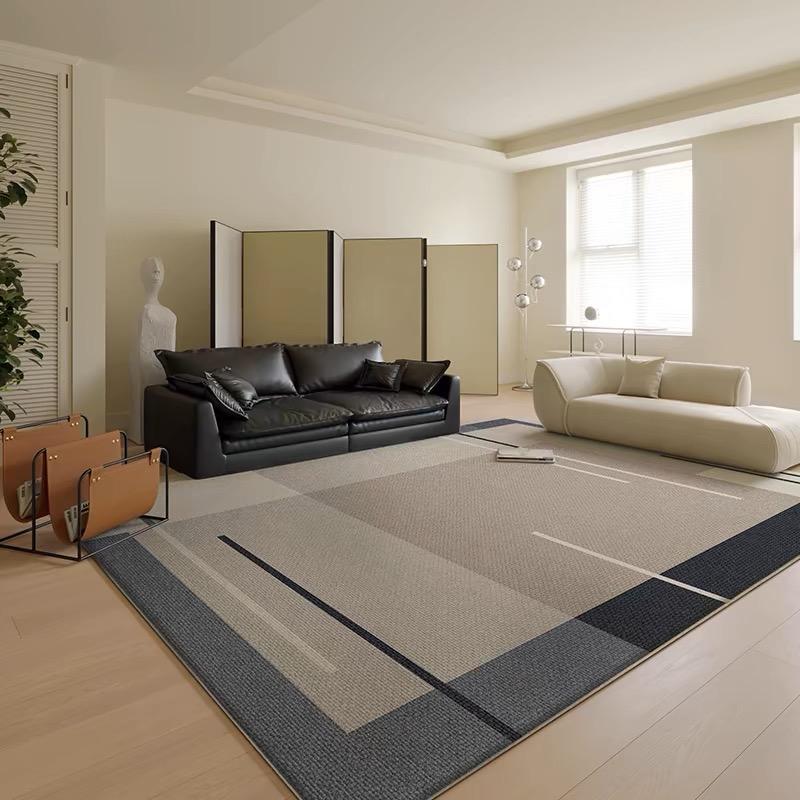 French Non-Slip Ring Velvet Carpet Light Luxury Home Living Room Sofa Coffee Table Carpet Room Decor Black Floor Mat