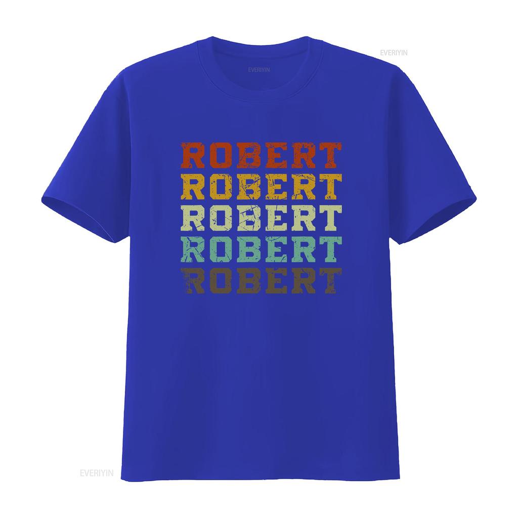 First Name Robert Retro Pattern Vintage Grunge Style Ladies Crewneck T Shirt Vintage Washed Versatile Streetwear Comfortable
