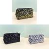 Velvet Sequin Makeup Bag With Large Capacity For Travel And Daily Use