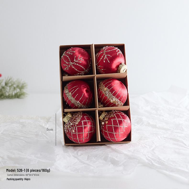 New Dark Wine Red Flocked Christmas Tree Ornament Balls - Irregular Shaped and Painted Pendants