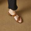 Krazing Pot Mules Cow Skin Thick Heels Peep Toe Street Wear Summer Size 42 Concise Style Elegant Women Sandals