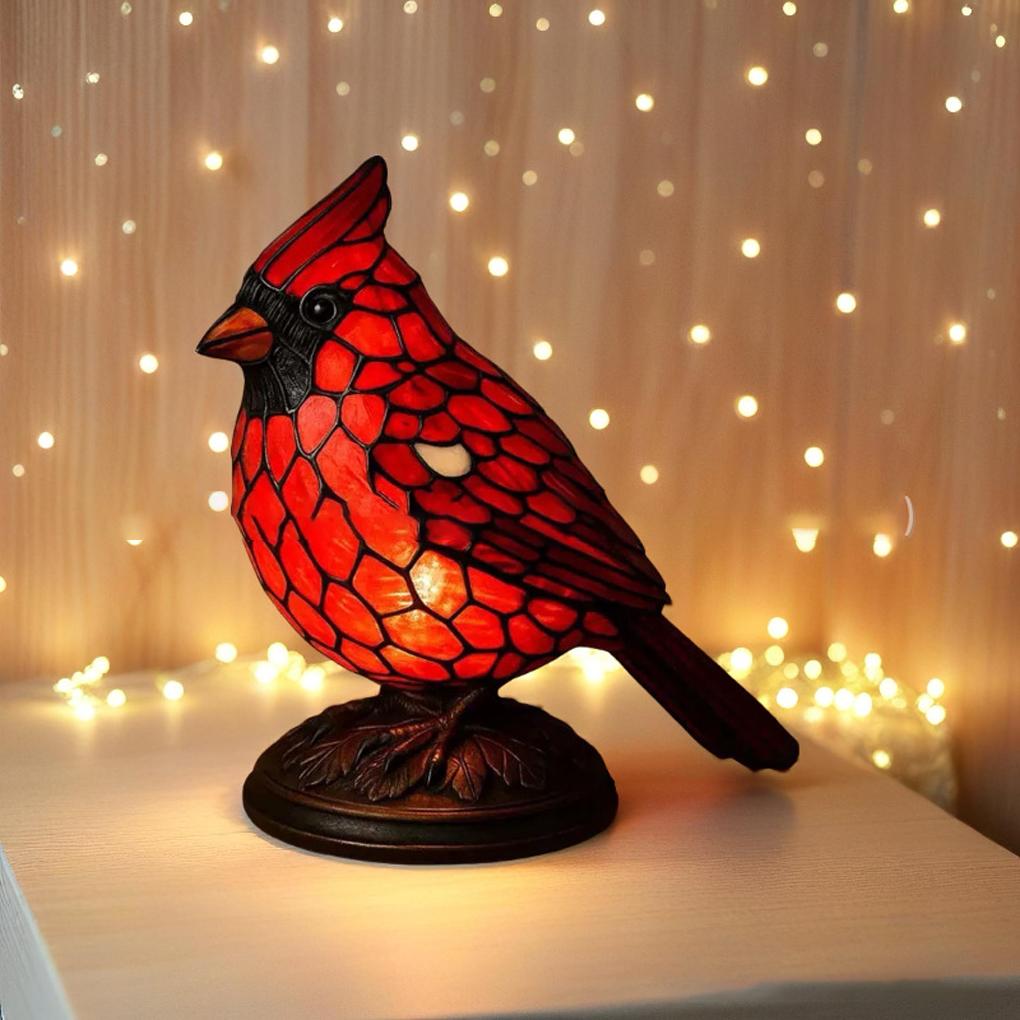 1PC Red Bird Table Lamp Decorative Red Bird Table Lamp Resin Decorative Piece The Gift For Your Friends Retro Ornament Set