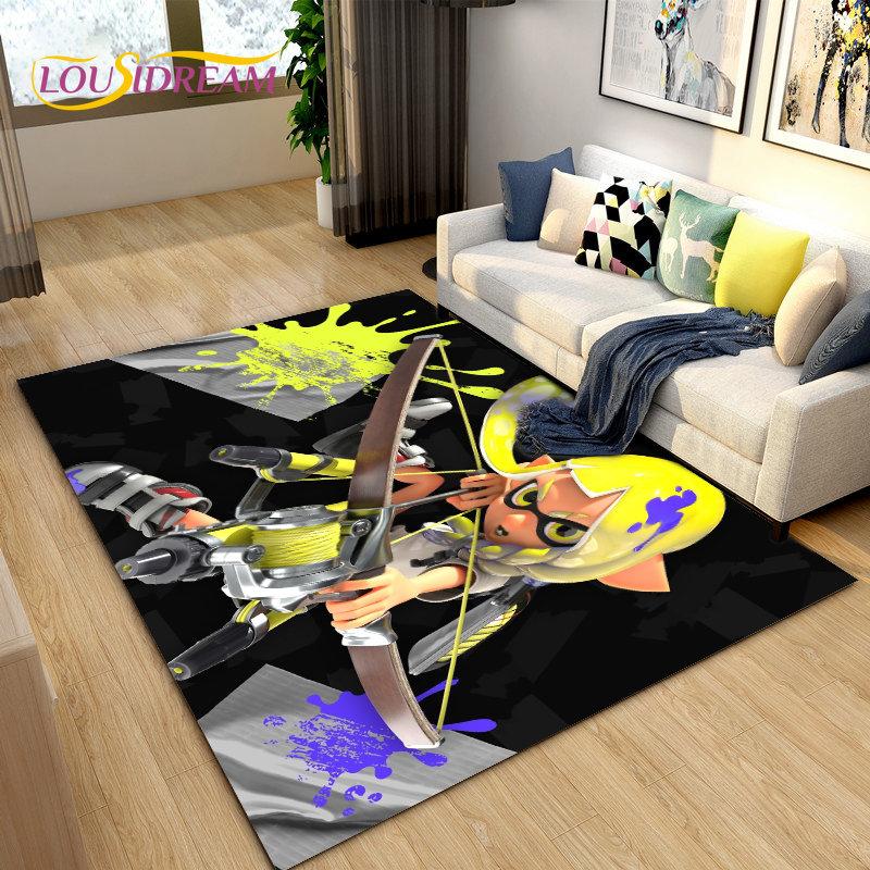 Splatoon,PC Game Gamer Cartoon Area Rug,Carpet Rug for Living Room Bedroom Sofa Doormat Decoration, Kids Play Non-slip Floor Mat
