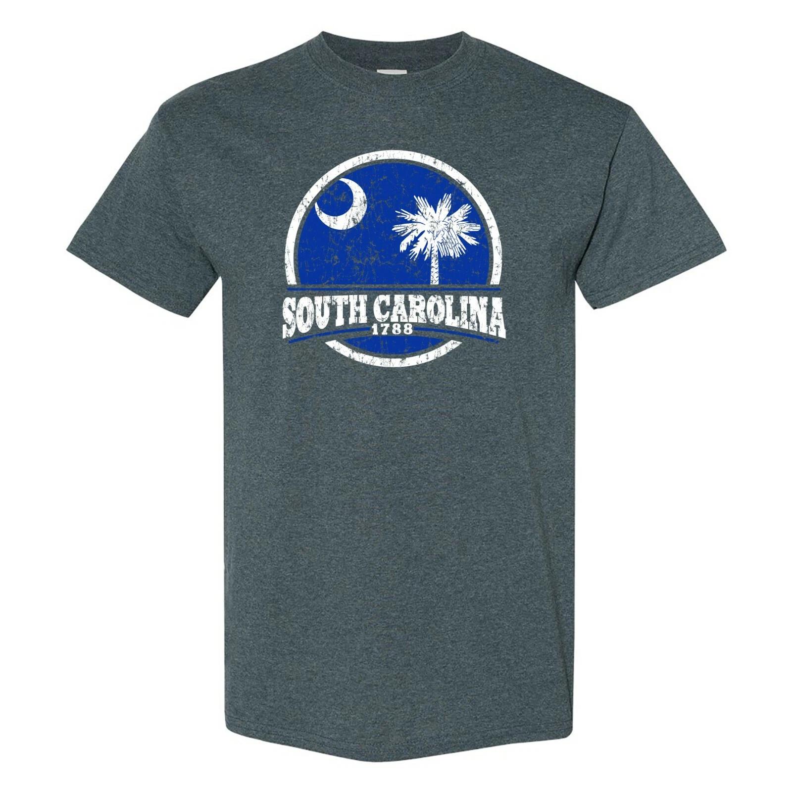 South Carolina Distressed Circle - Hometown Pride T Shirt - Dark Heather M
