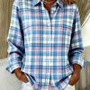 Plus Size, Plus-size Fashion Long-sleeve Lapel Casual Plaid Print Shirt
