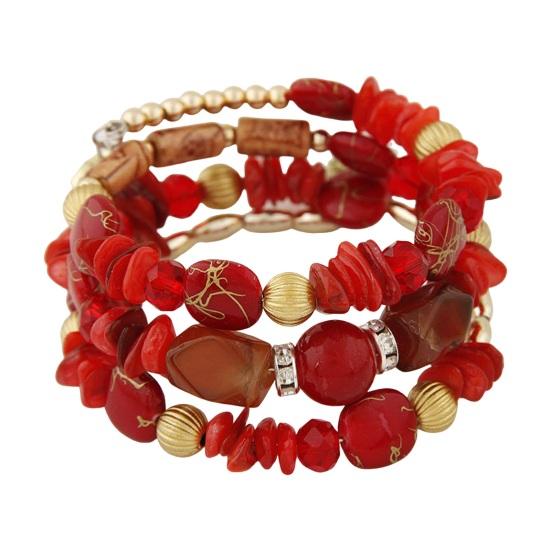 Unisex Bracelet Alloy Irregular Shape Stones Multi-layered Stacking Retro Ethnic Bohemian Faux Turquoise Faux Agate Elastic Cord Wrist Jewelry