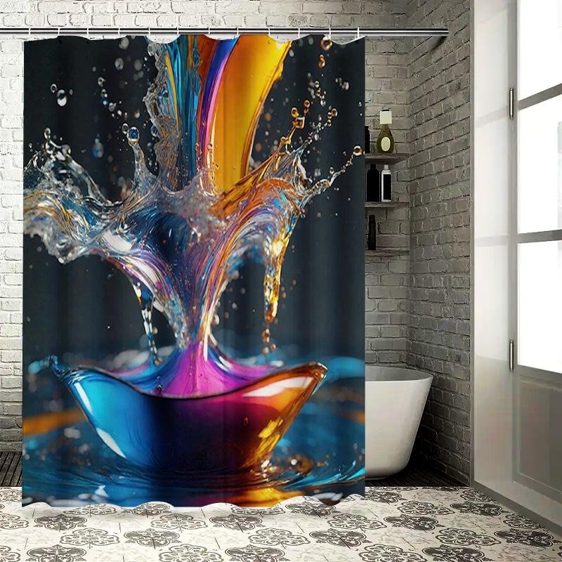 

Colorful Splash Shower Curtain Modern Bathroom Decor With Liquid Art Design For Home Decoration W60H190(CM)-1 Pcs