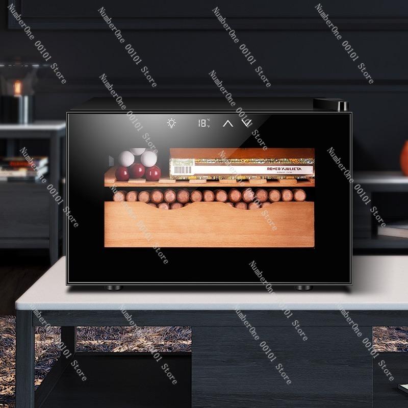 Cedar Wood Mini Cigar Cabinet, Household Small Built-In Alcohol Curing Cabinet, Moisturizing Cigar Storage for Humidity Control