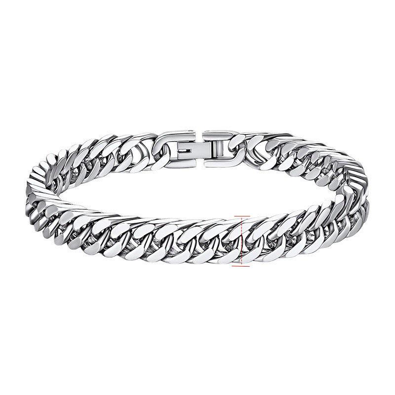 Unisex Stainless Steel Polished Cuban Bracelet - Double Woven, Cool Style, Jewelry Buckle