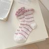 Female Summer Thin Model Breathable Mesh Simple Stripe Sweet Lace In The Tube Pile Socks
