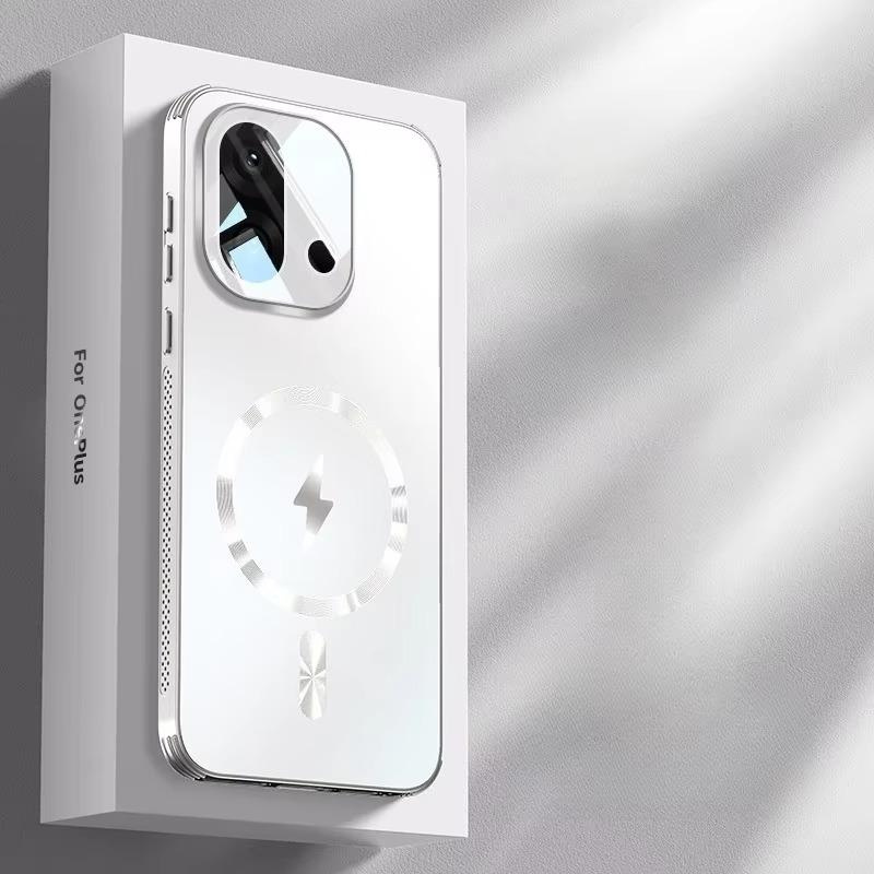 

Противоударный магнитный чехол для OnePlus 13s 13T Magsafe Беспроводная зарядка Матовый Твердый Защитная пленка для объектива камеры Задняя крышка OnePlus 13T серый