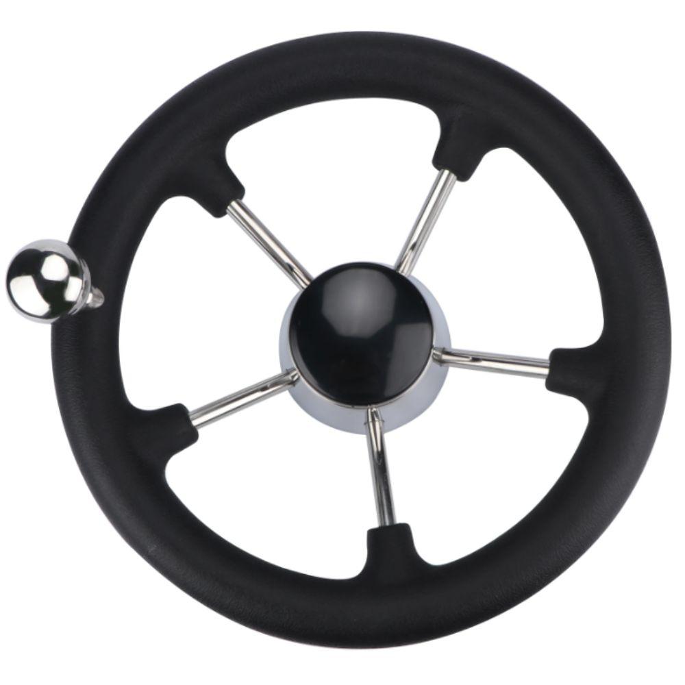 Stainless Steel Boat Steering Wheel Black Foam Grip Destroyer Steering Wheel  Marine Use