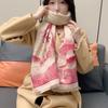 Chinese Style Imitation Cashmere Scarf Ink Painting Theme Double-sided Pashmina Blanket Thick Windproof Poncho Scarves