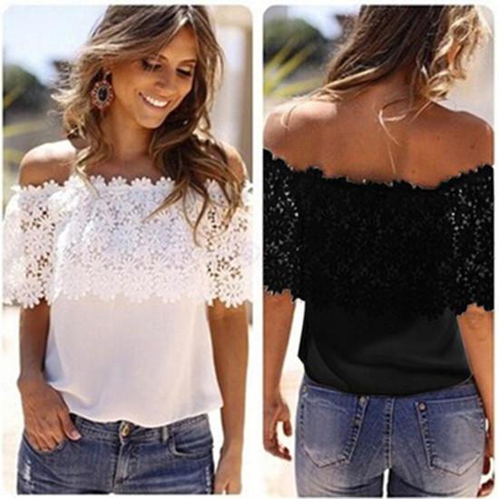 Womens Viscose Crochet Lace Trim Tshirt Business Casual Top For Office Wear And Casual Outfits