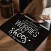 1pc "Please Leave Your Worries and Shoes At The Door" Print Mat, for Bedroom, Bathroom, Living Room, Anti-slip Polyester Mat