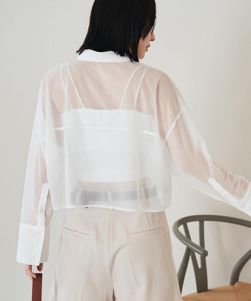 Bis Washable Lame Sheer Cropped White Maine Shirt, Women's, (10)