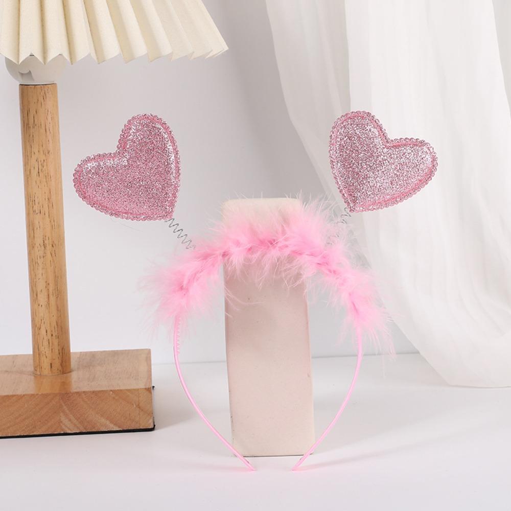 Red Peach Heart Red Love Headband Confetti Hair Hoop Valentines Day Headdress  Couple Gifts