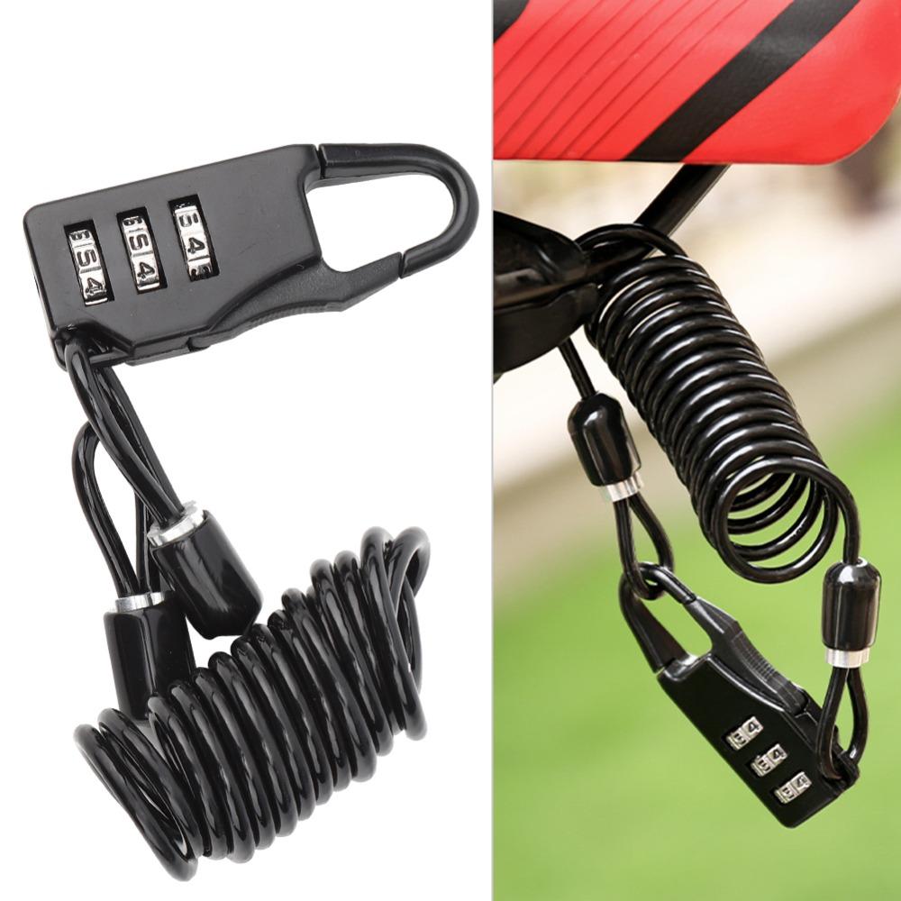 2PCS 3 Digit Bicycle Cable Lock Mini Motorcycle Helmet Lock Durable Bike Password Lock  Bicycles