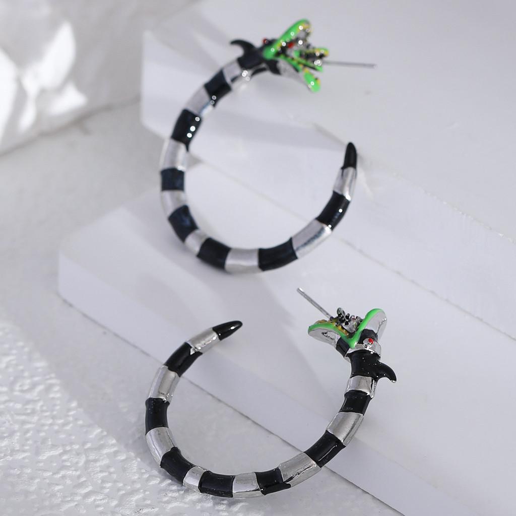 Trendy Statement Dragon Earrings Exquisite Alloy Geometric Drop Oil Design