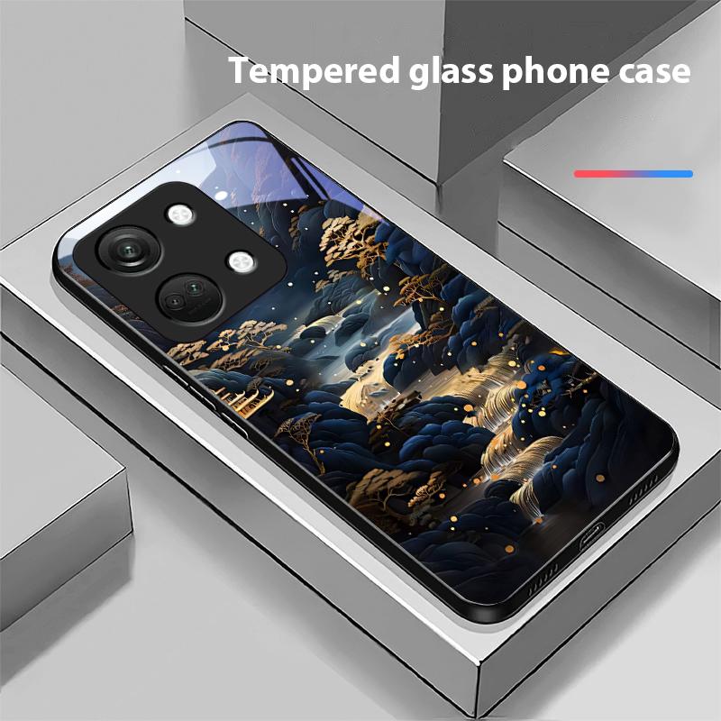 Jubao Basin Water For OnePlus Nord 3 5 6T 7 Pro 8 12 10T Reno8 Lite 5G 10R Nord N30 Hard Shell Tempered Glass Phone Case Black