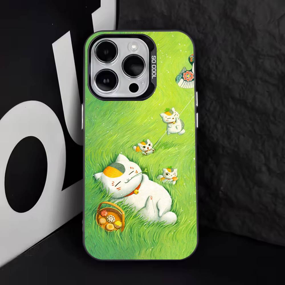 Custodia per Telefono Nyanko di Sensei Natsume per iPhone 17,16,15,14,13,12,11,Pro,Max,Plus,E,Air,Mini Copertura Nera in TPU