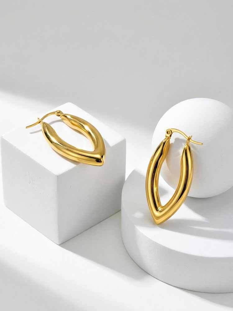INS Style Irregular Hollow Stainless Steel Hoop Earrings: Lightweight, Layered, Perfect for Daily Wear and Parties.