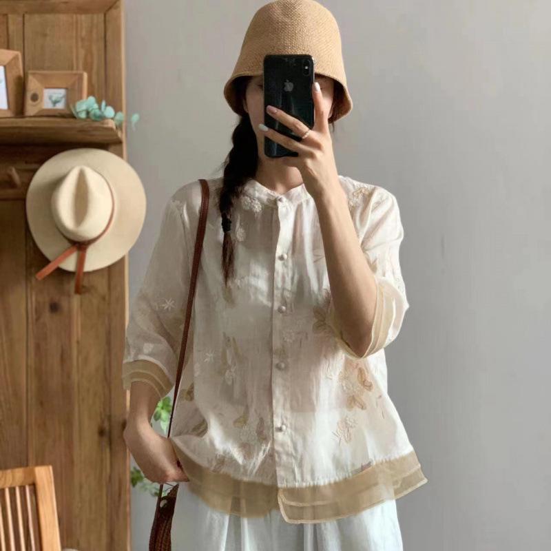 

Winter 2025 Elegant Loose Fit Tencel Blend Cable Knit Round Neck Shirt Medium грязно-белый