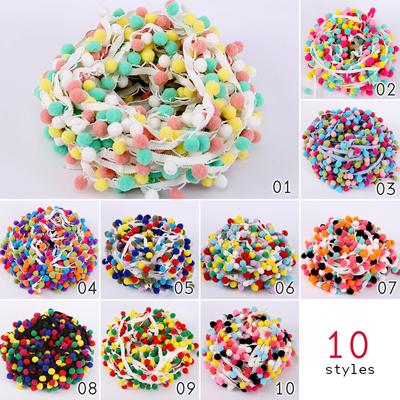 10 m Quastenball, Regenbogen-Pom-Pom-Ball, Zopf, Fransenband, Kordel, Vorhang, Basteln, Spitzenbesatz, Fransen, Polsterung, DIY, Nähzubehör