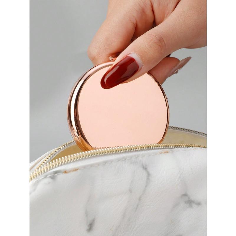 1pc Portable Double-Sided Metal Folding Mirror, High Definition Makeup Handheld Compact Mirror,Makeup Mirror Makeup Tools