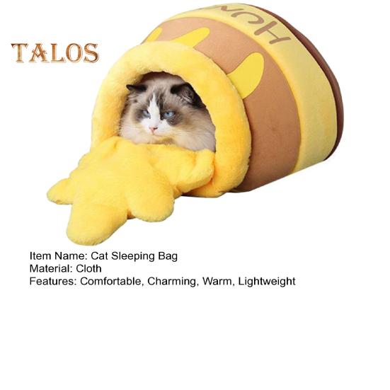 Honey Pot Katzenbett, Winter, warmer Katzenschlafsack, halbfestes Cartoon-Katzenbett, Höhle, weiches Haustierzelt, Nest für Kätzchen und Welpen