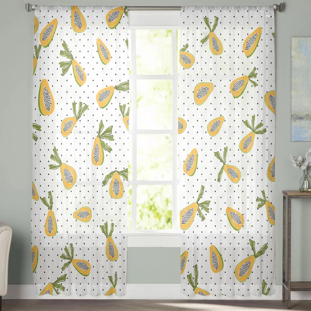 Polka Dot Papaya Texture Tulle Curtains Living Room Kitchen Chiffon Curtain Bedroom Balcony Sheer Curtain Fashion Home Decor