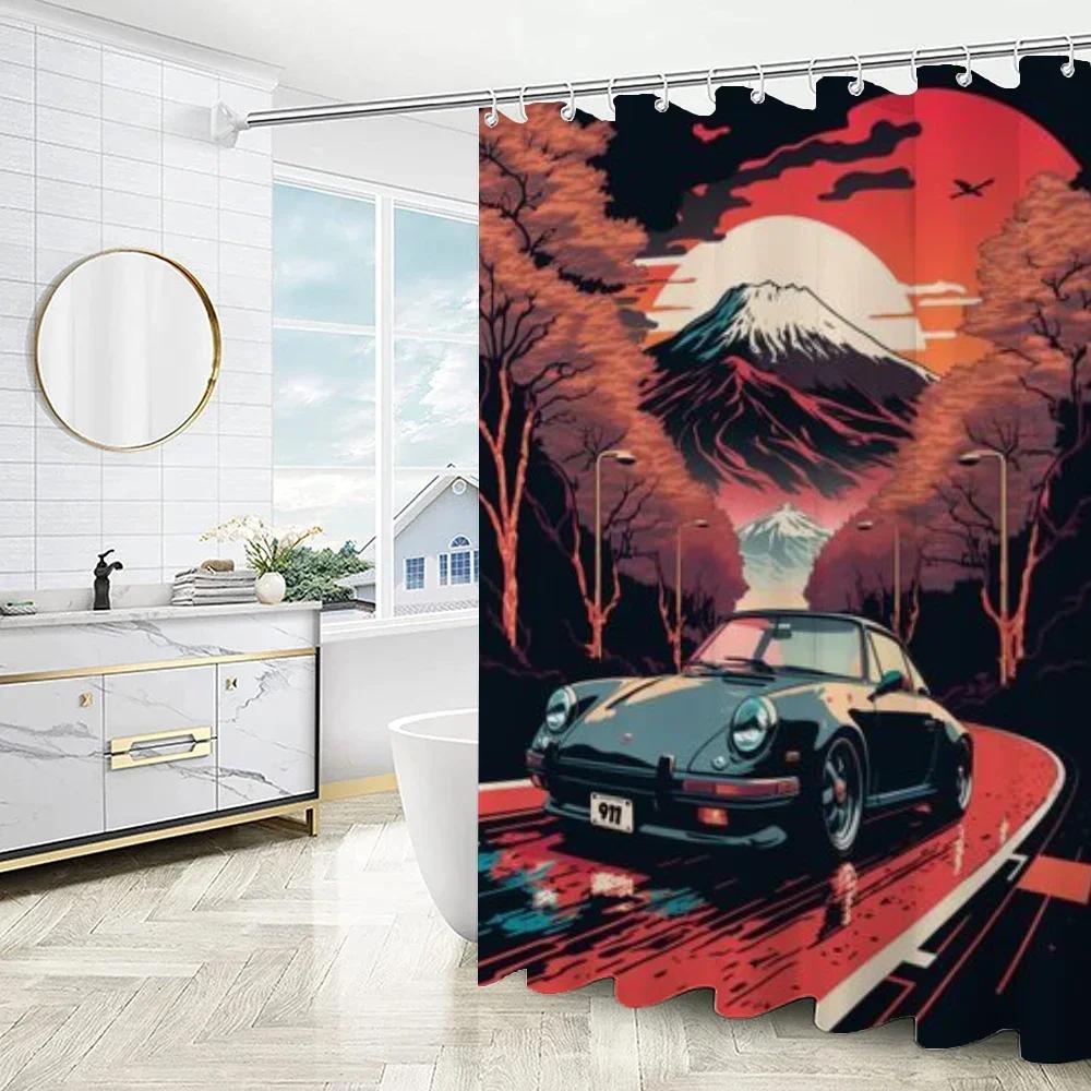 Versatile Style Shower Curtain With Hooks Easy Hang Waterproof Washable For Home Hotel Apartment Bathtub Decor