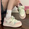 Cherry blossom powder board shoes women's shoes spring and autumn 2025 new explosive cat eats fish high value super soft thick sole white shoes