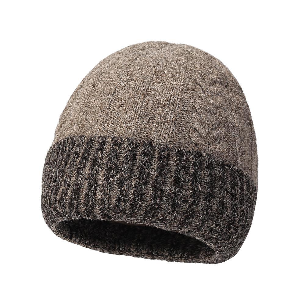 Winter Two-Color Stitching Wool Cap Men Warm Ear Protection Knitted Cap