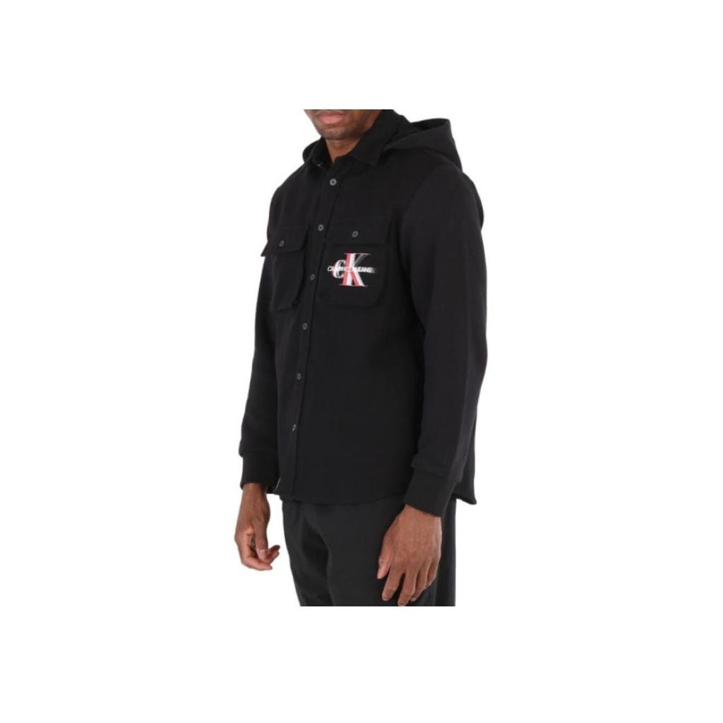Calvin Klein Letter Print Hooded Long Sleeve Jacket Men jackets Black J319284-BEH