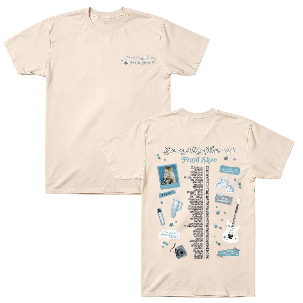 Scrapbook Tour Tee Freya Skye Stars Align Tour '26 Graphic Summer T-Shirt Cotton High Street Y2K Streetwear Unisex Casual Clo